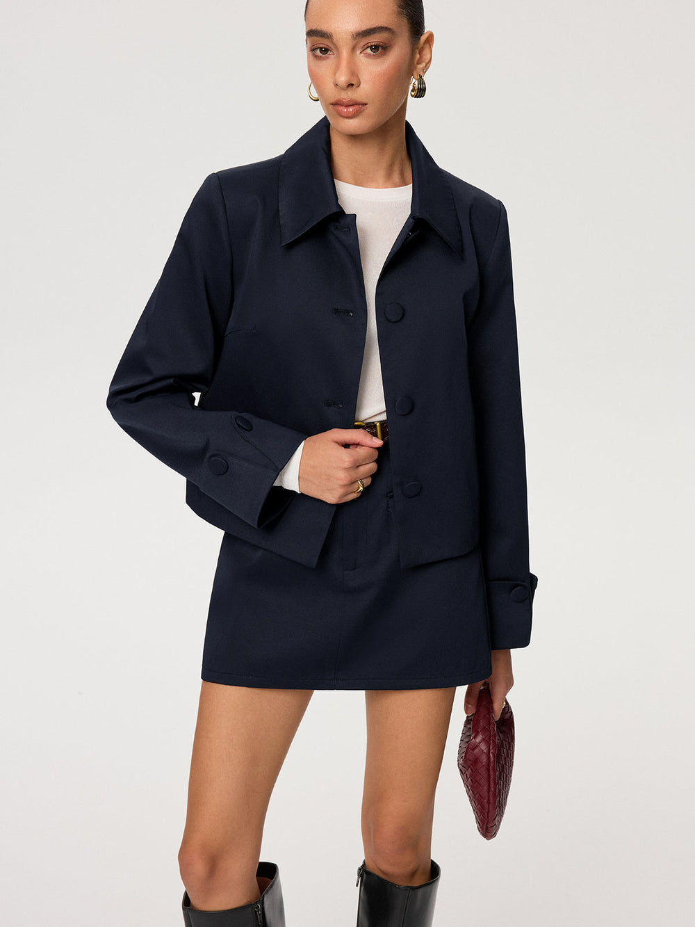 Collared Cotton Blend Jacket  Liora Lane Boutique Blazers