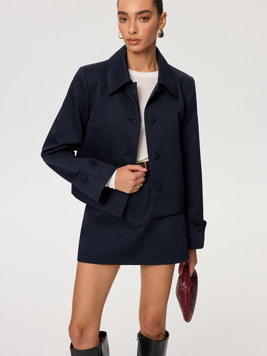 Collared Cotton Blend Jacket  Liora Lane Boutique Blazers