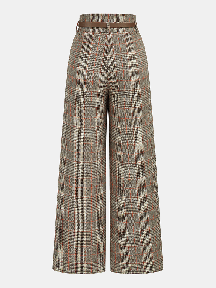 Belted Plaid High-Waisted Pants  Liora Lane Boutique Pants