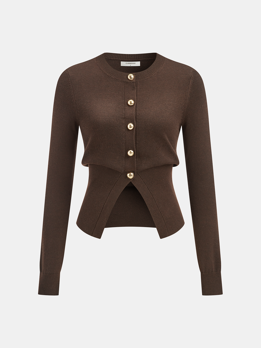 Metal Button Knit Cardigan  Liora Lane Boutique Cardigans Dark Brown / XL 84.99