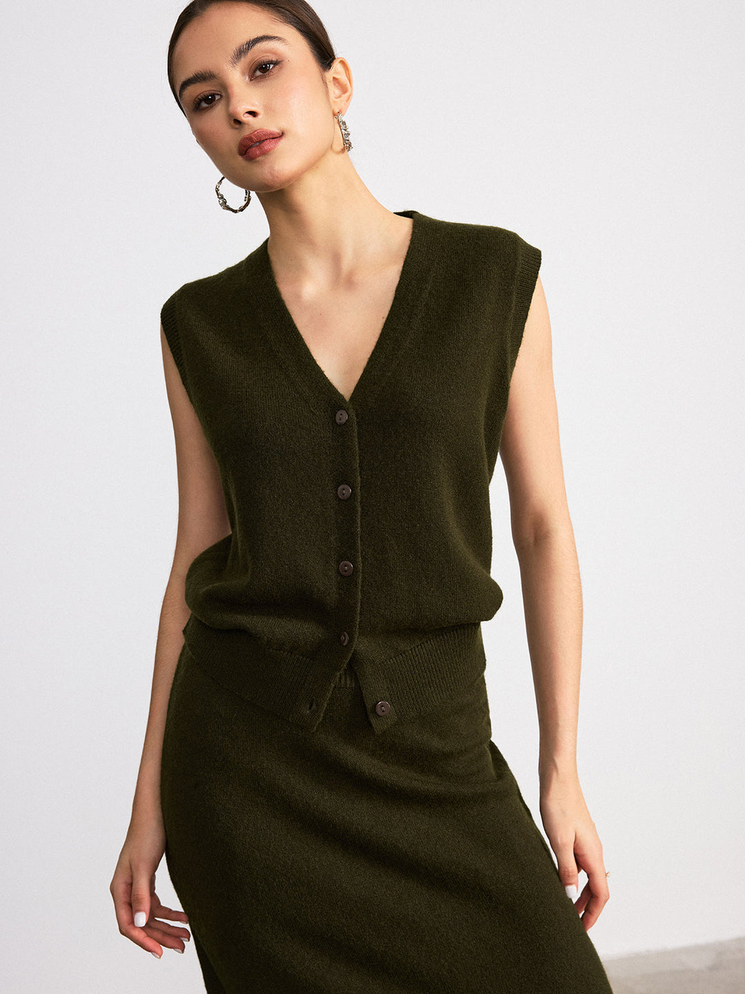 Wool Blend Knit Vest and Maxi Skirt Set  Liora Lane Boutique Sweater Co-ords