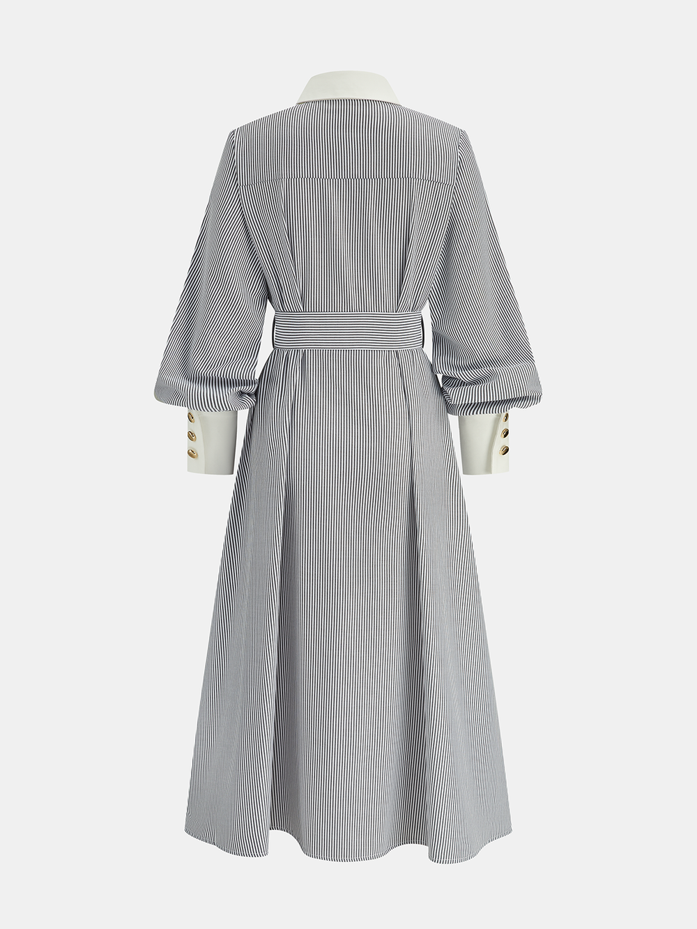 Contrast Trim Striped Belted Shirt Dress  Liora Lane Boutique Dresses