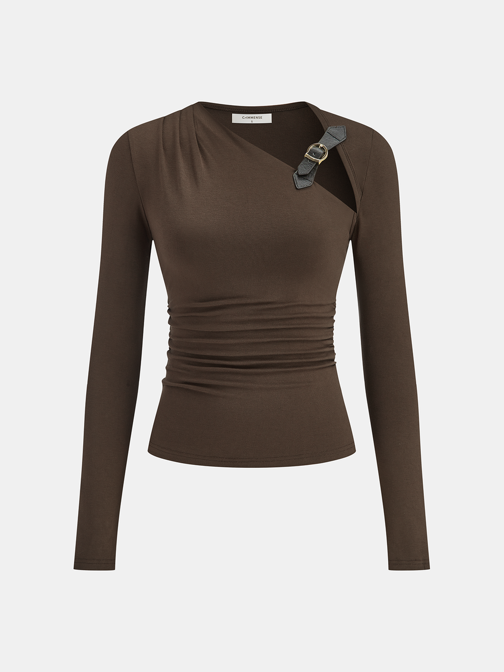 Belt-Decor Asymmetric Long Sleeve T-Shirt  Liora Lane Boutique T-Shirts