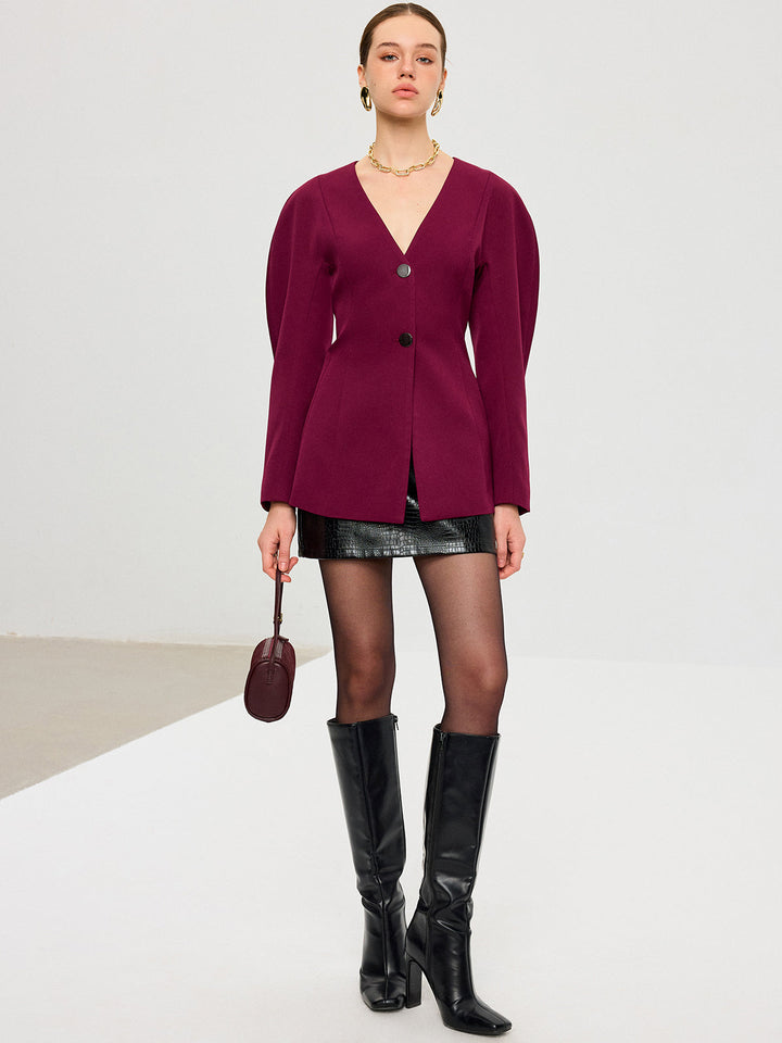 Puff Sleeve V-Neck Blazer  Liora Lane Boutique Blazers