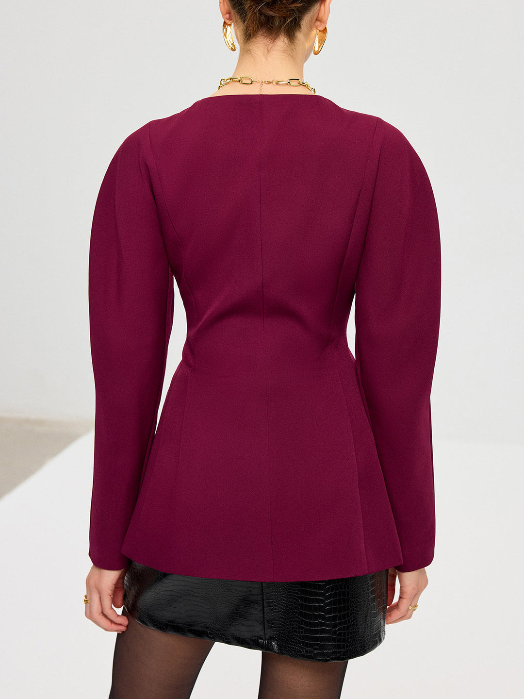 Puff Sleeve V-Neck Blazer  Liora Lane Boutique Blazers