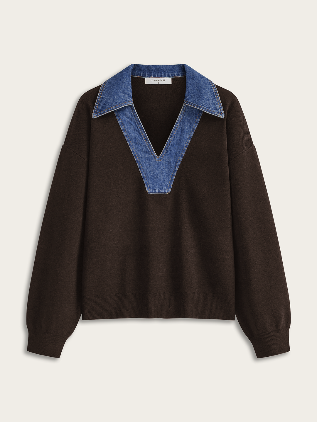 Denim Collar V-Neck Sweater  Liora Lane Boutique Sweaters