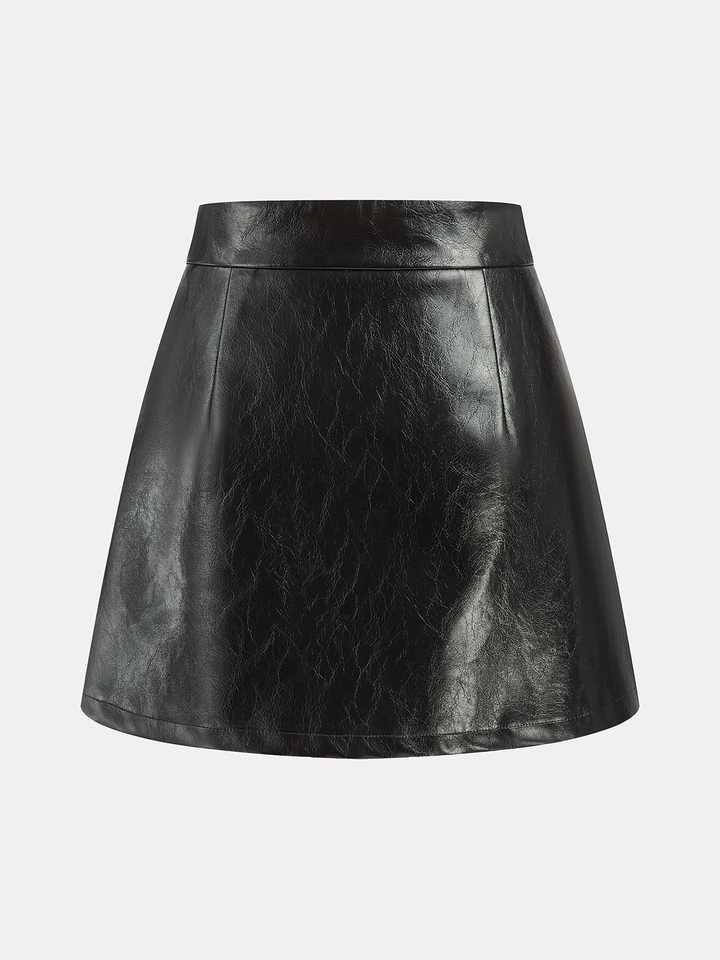Contrast Pleated Faux Leather Mini Skirt  Liora Lane Boutique Skirts