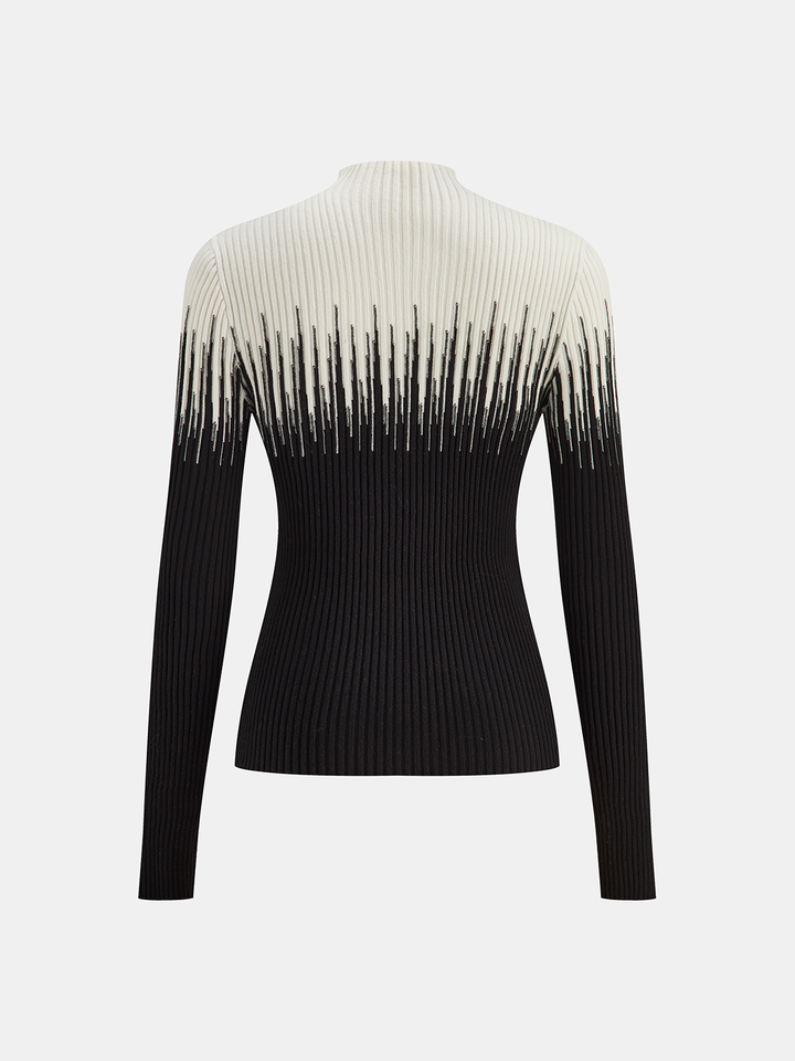 Geometric Pattern High Neck Sweater  Liora Lane Boutique Knit Tops