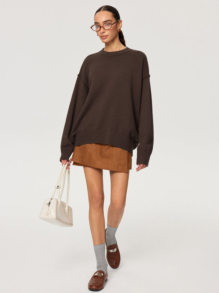 Crew Neck Oversized Knit Sweater  Liora Lane Boutique Sweaters