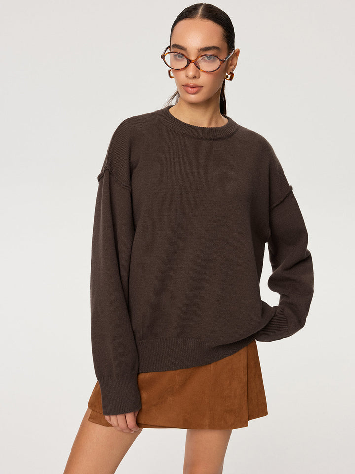 Crew Neck Oversized Knit Sweater  Liora Lane Boutique Sweaters