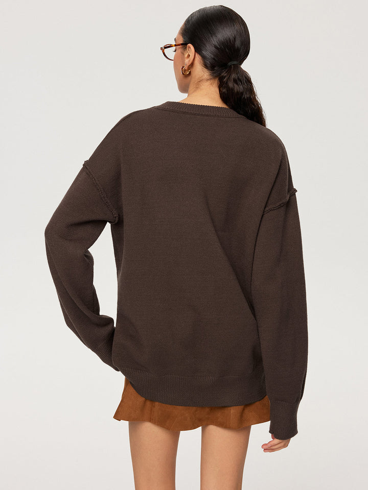 Crew Neck Oversized Knit Sweater  Liora Lane Boutique Sweaters