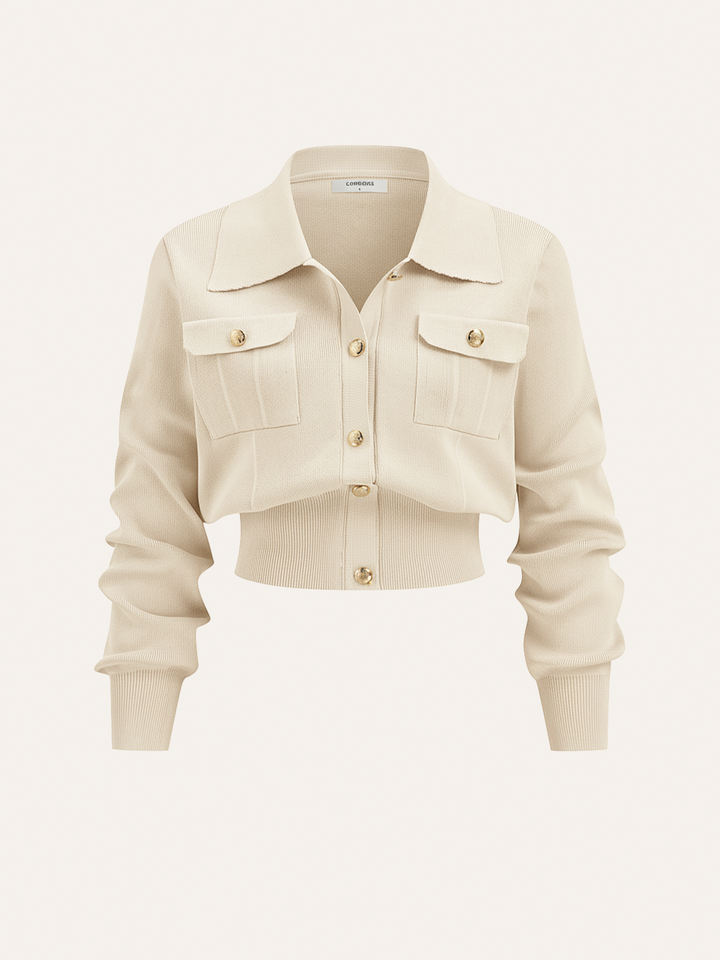 Metal Button Collared Cardigan and Midi Skirt Set  Liora Lane Boutique Sweater Co-ords