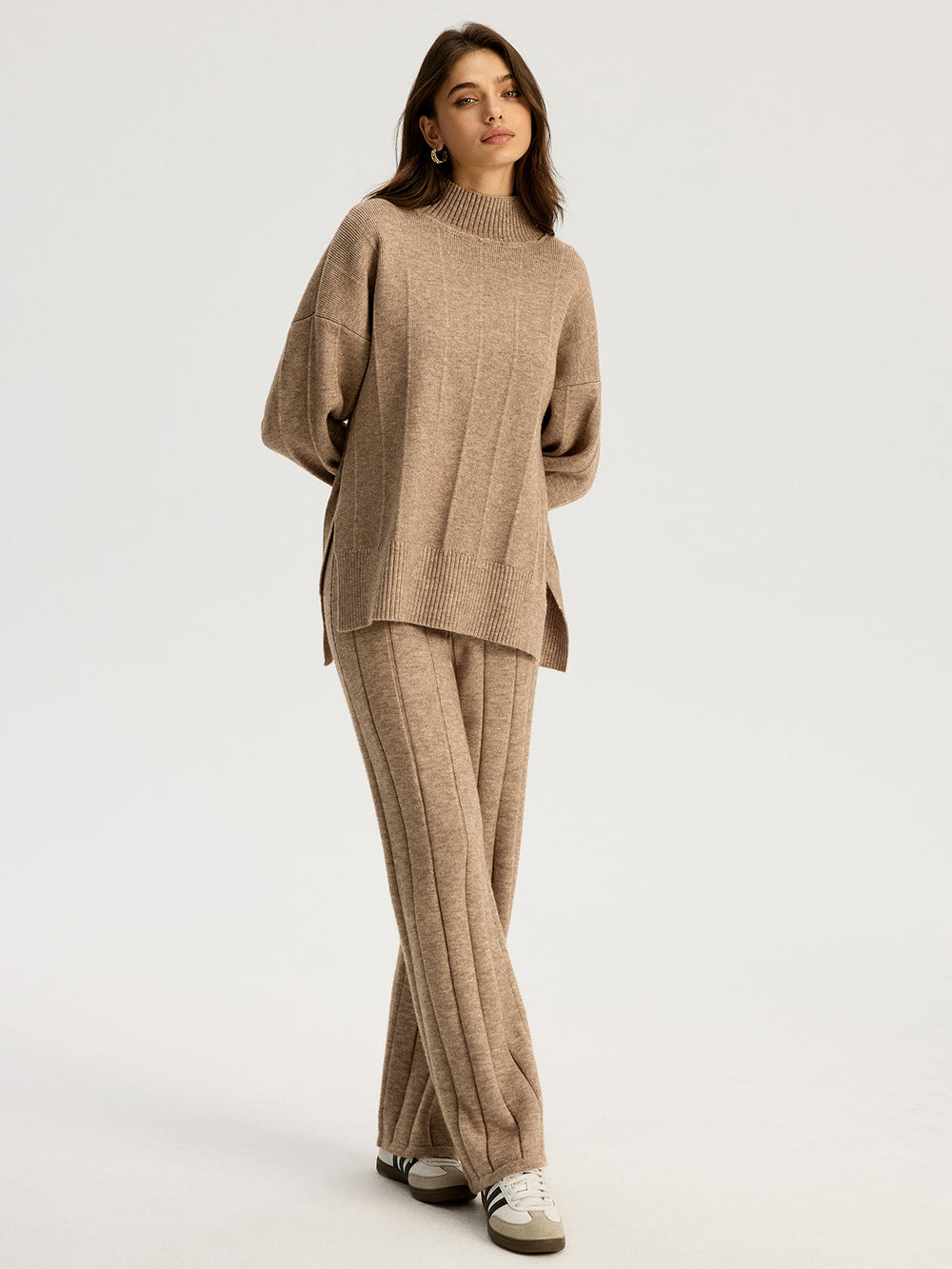 Soft Wide Rib Exposed Seam Jumper And Wide Leg Co-ord  Liora Lane Boutique Sweater Co-ords