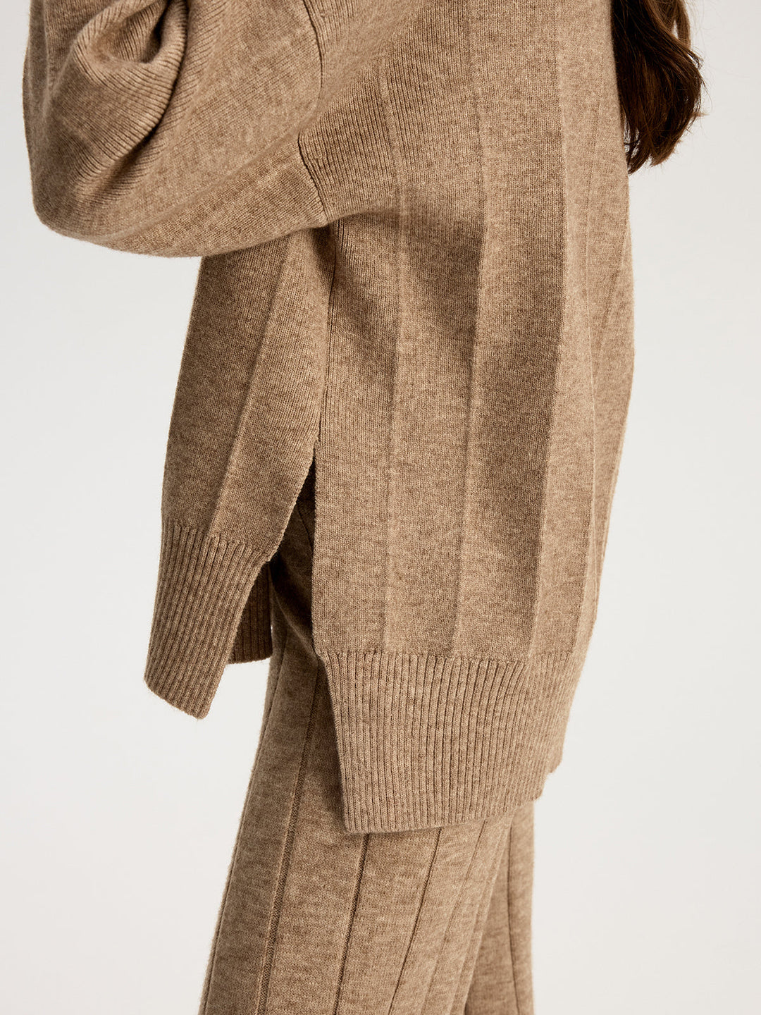 Soft Wide Rib Exposed Seam Jumper And Wide Leg Co-ord  Liora Lane Boutique Sweater Co-ords