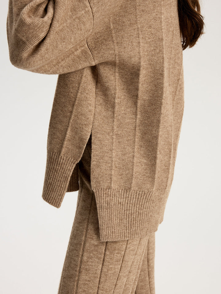 Soft Wide Rib Exposed Seam Jumper And Wide Leg Co-ord  Liora Lane Boutique Sweater Co-ords