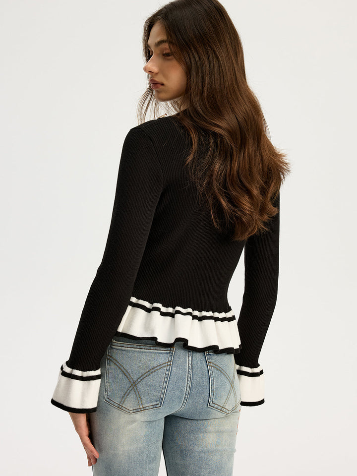 Contrast Ruffled Hem Sweater  Liora Lane Boutique Sweaters