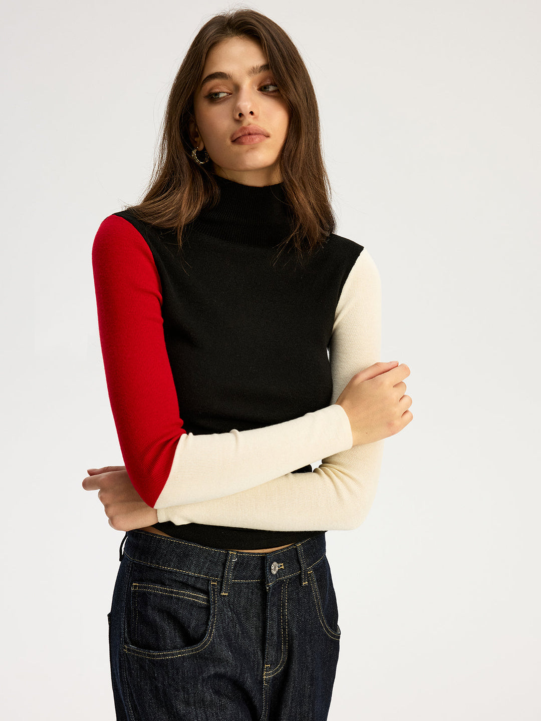 High Neck Color Block Sweater  Liora Lane Boutique Sweaters