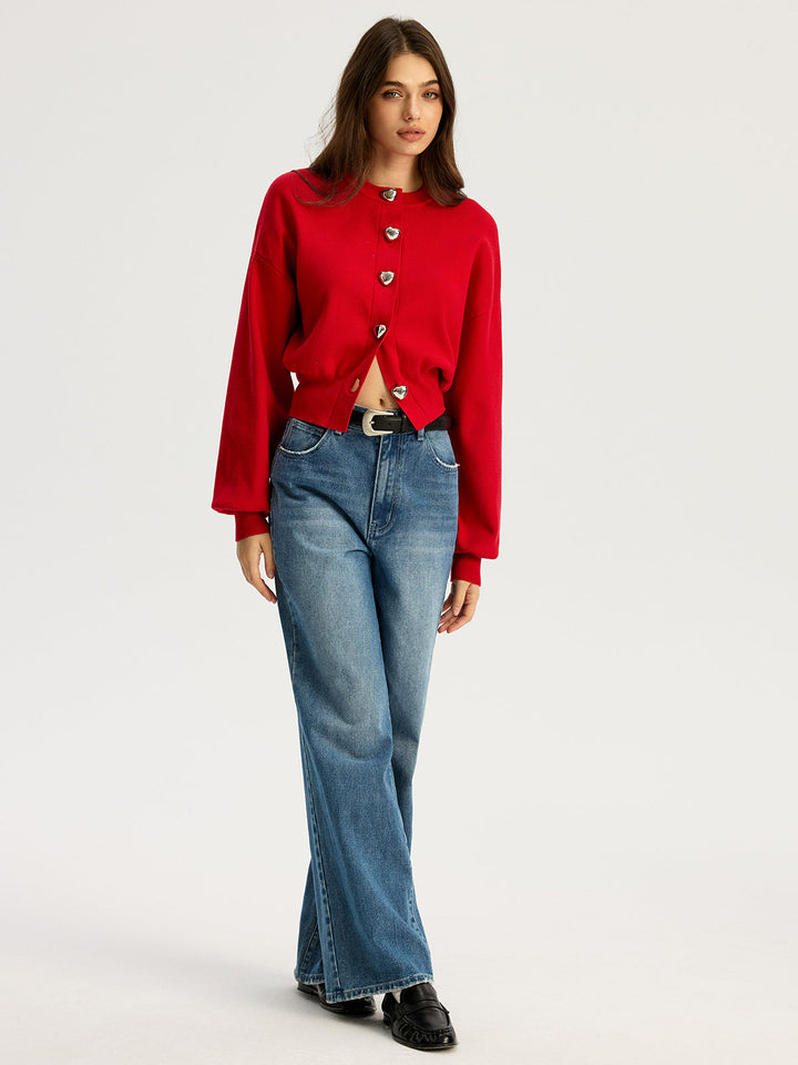 Heart Shape Button Sweater  Liora Lane Boutique Cardigans
