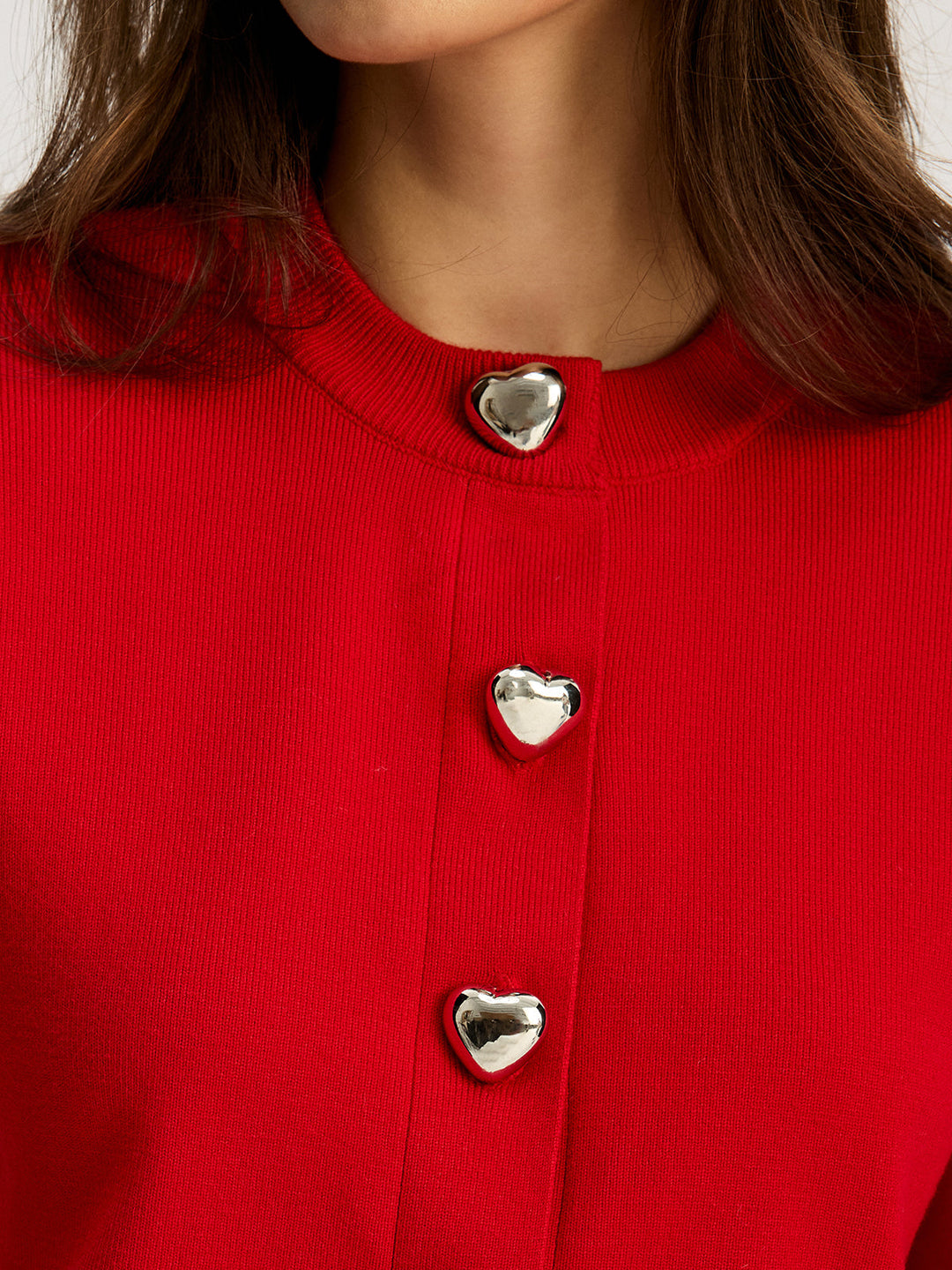 Heart Shape Button Sweater  Liora Lane Boutique Cardigans