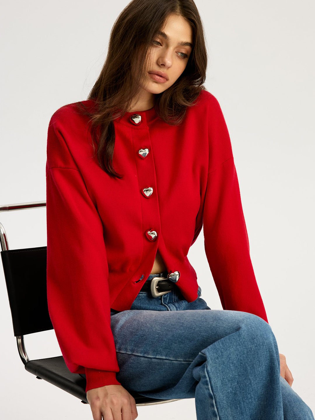 Heart Shape Button Sweater  Liora Lane Boutique Cardigans