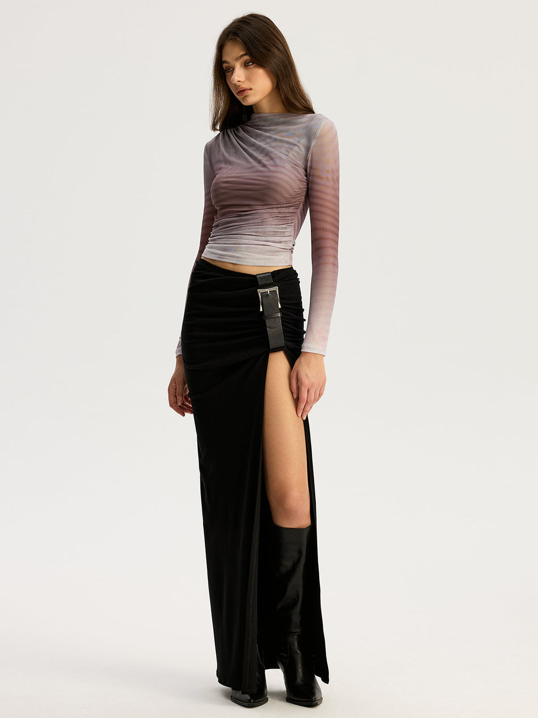 Gradient Mesh Long Sleeve Top  Liora Lane Boutique T-Shirts