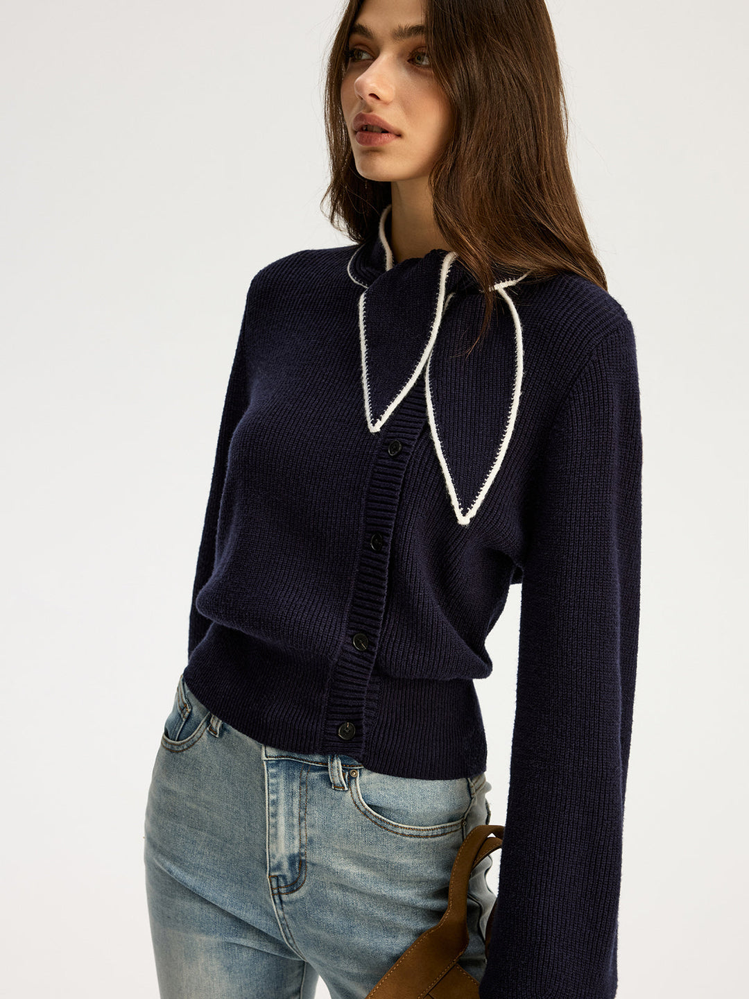 Tie Neck Button Knit Top  Liora Lane Boutique Knit Tops