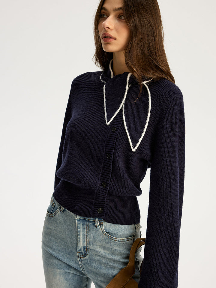 Tie Neck Button Knit Top  Liora Lane Boutique Knit Tops