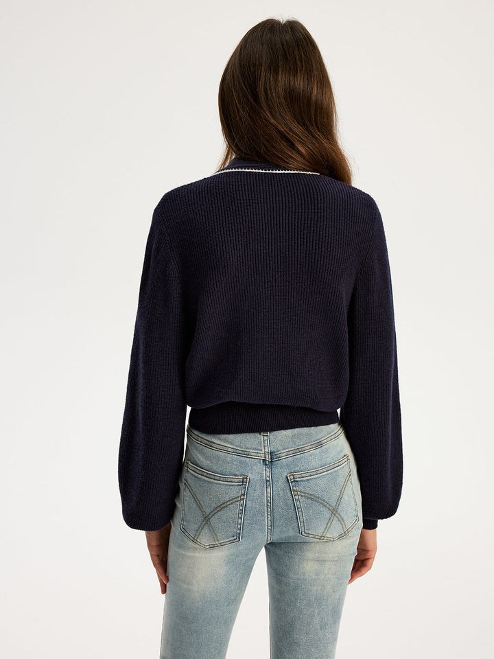 Tie Neck Button Knit Top  Liora Lane Boutique Knit Tops