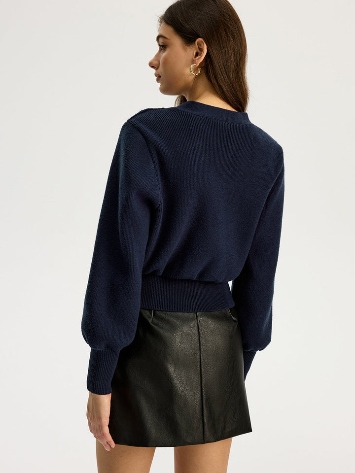 Heart Metal Button V-Neck Cardigan  Liora Lane Boutique Cardigans