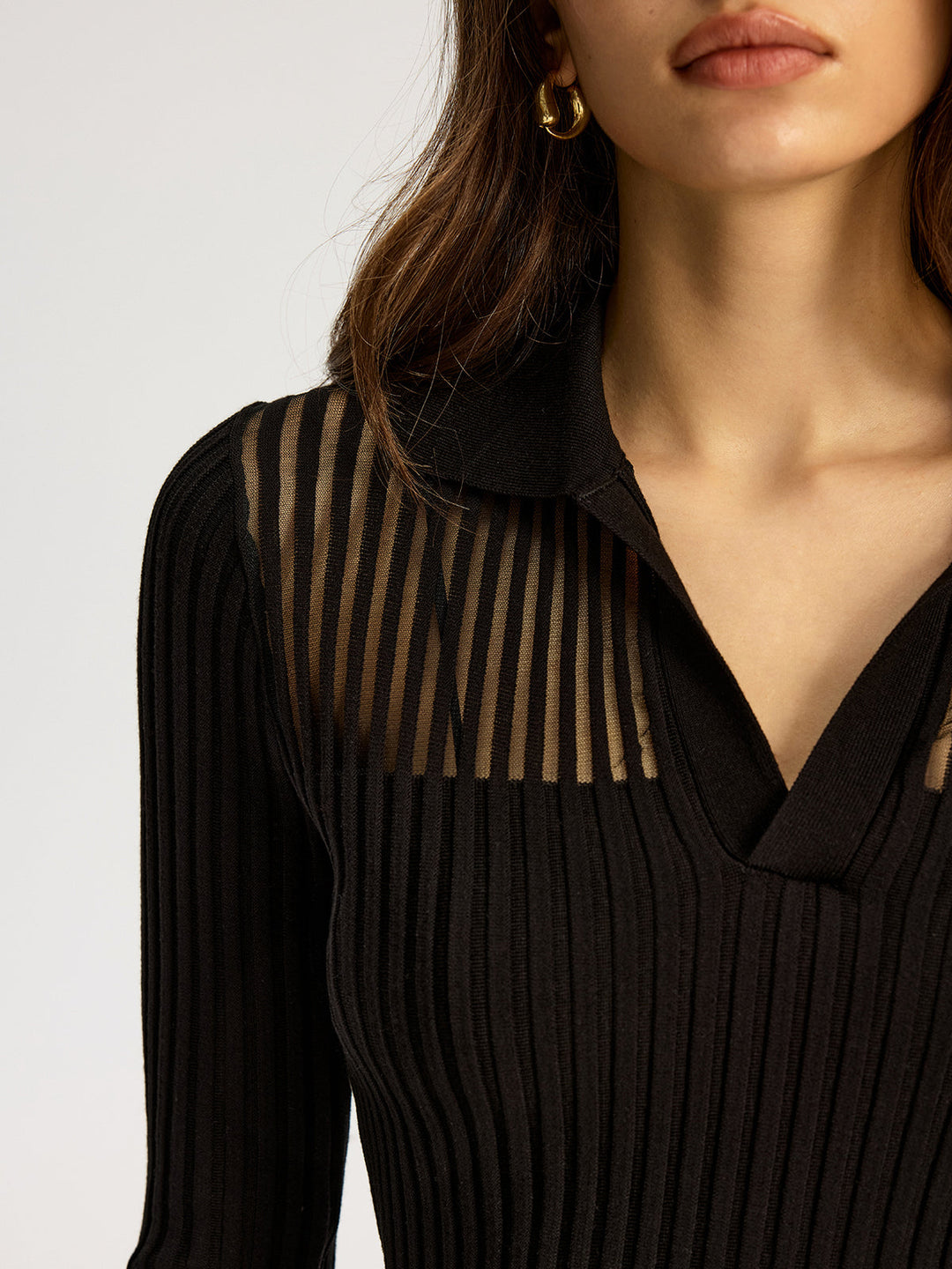 Ribbed Collared Knit Top  Liora Lane Boutique Knit Tops