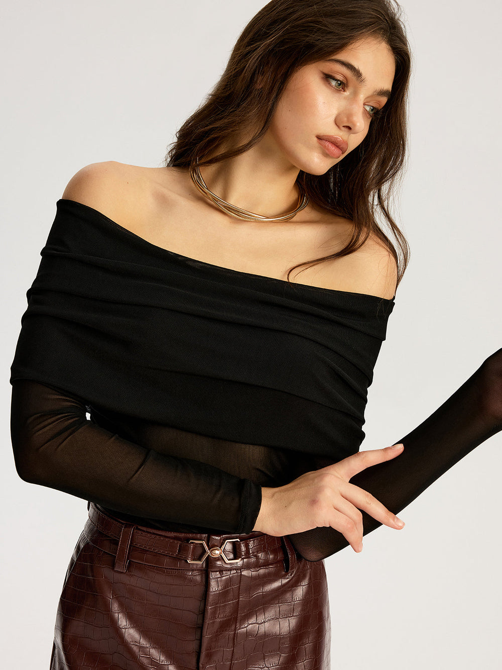 Bra-Free Off-Shoulder Long Sleeve T-Shirt  Liora Lane Boutique T-Shirts