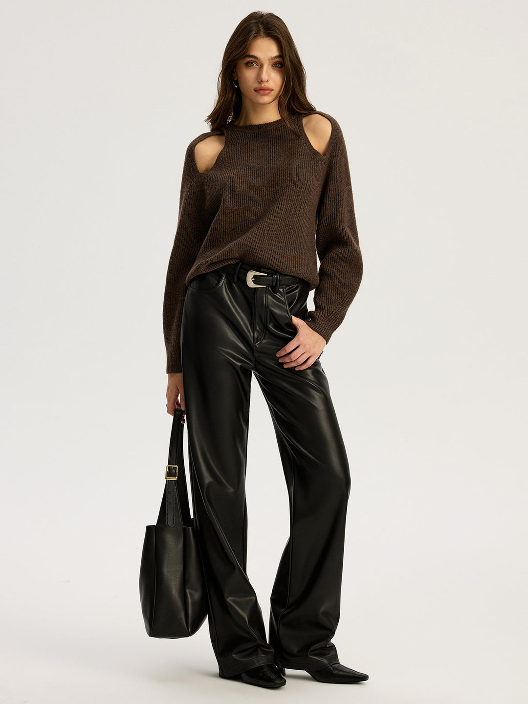 Cut-out Ribbed Knit Sweater  Liora Lane Boutique Knit Tops