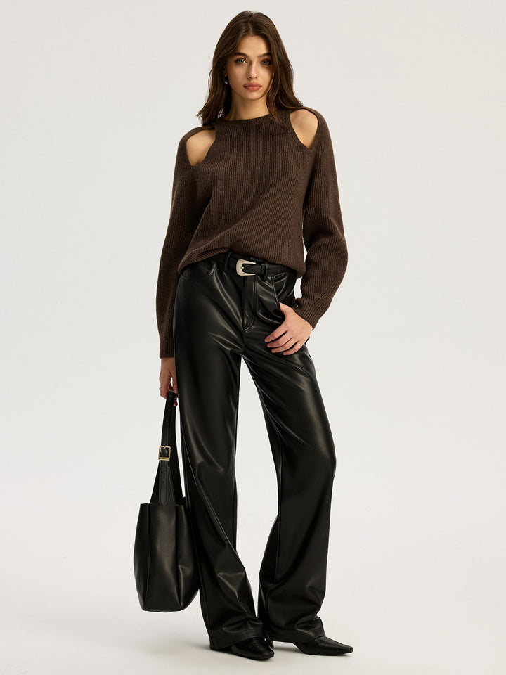 Cut-out Ribbed Knit Sweater  Liora Lane Boutique Knit Tops