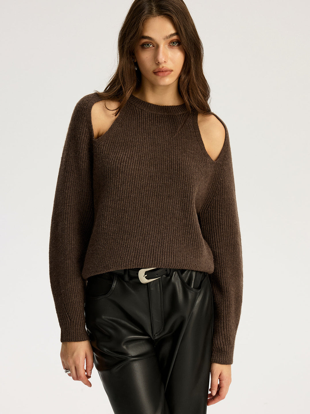 Cut-out Ribbed Knit Sweater  Liora Lane Boutique Knit Tops
