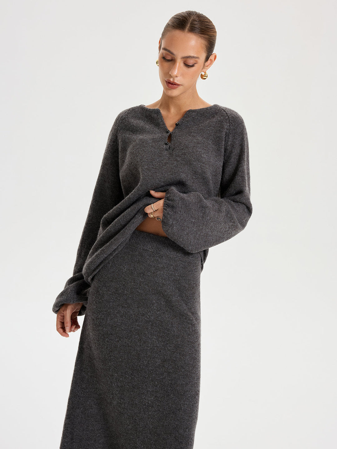 Minimal Tie Front Sweater Co-ords  Liora Lane Boutique Sweater Co-ords