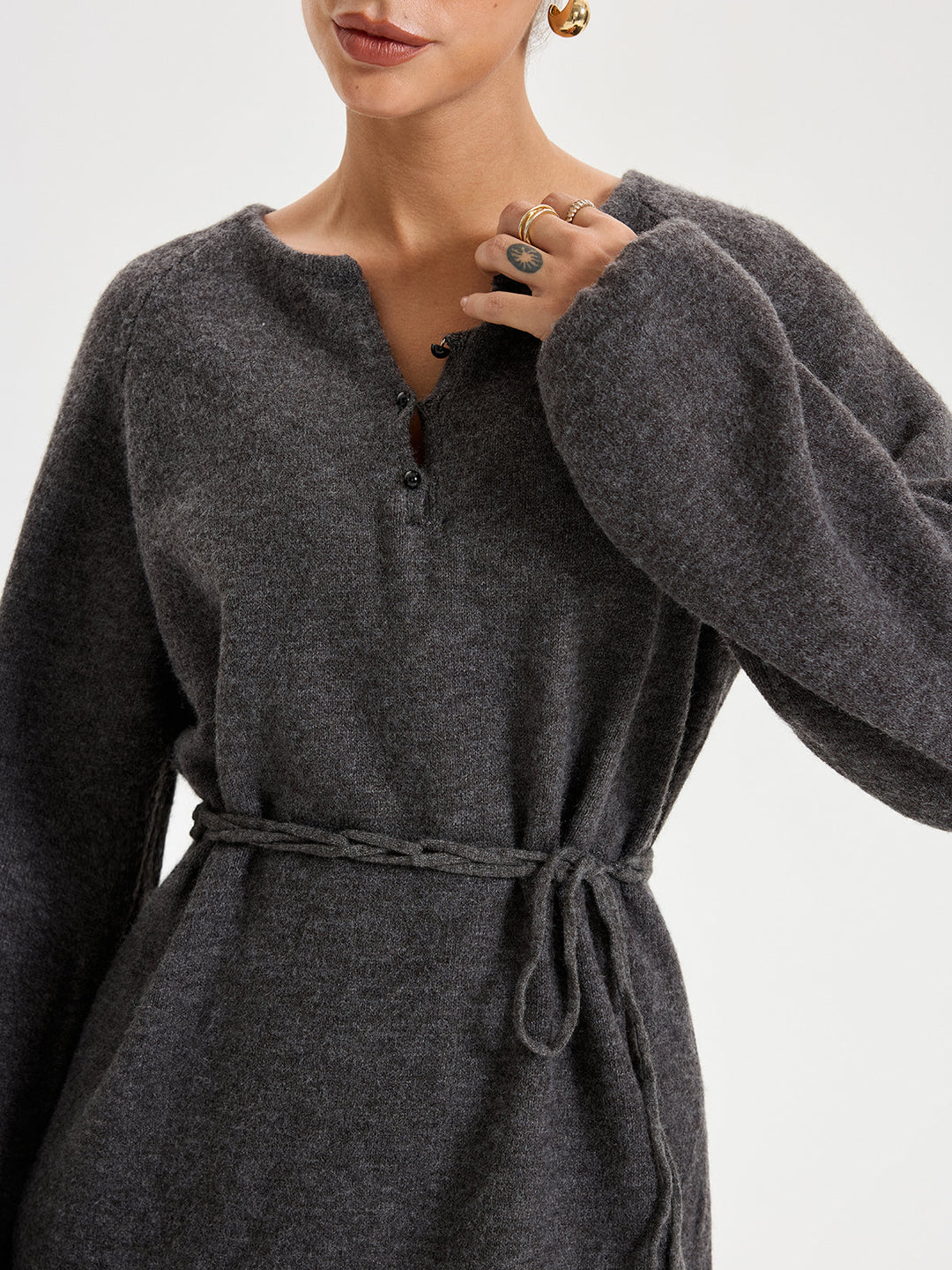 Minimal Tie Front Sweater Co-ords  Liora Lane Boutique Sweater Co-ords