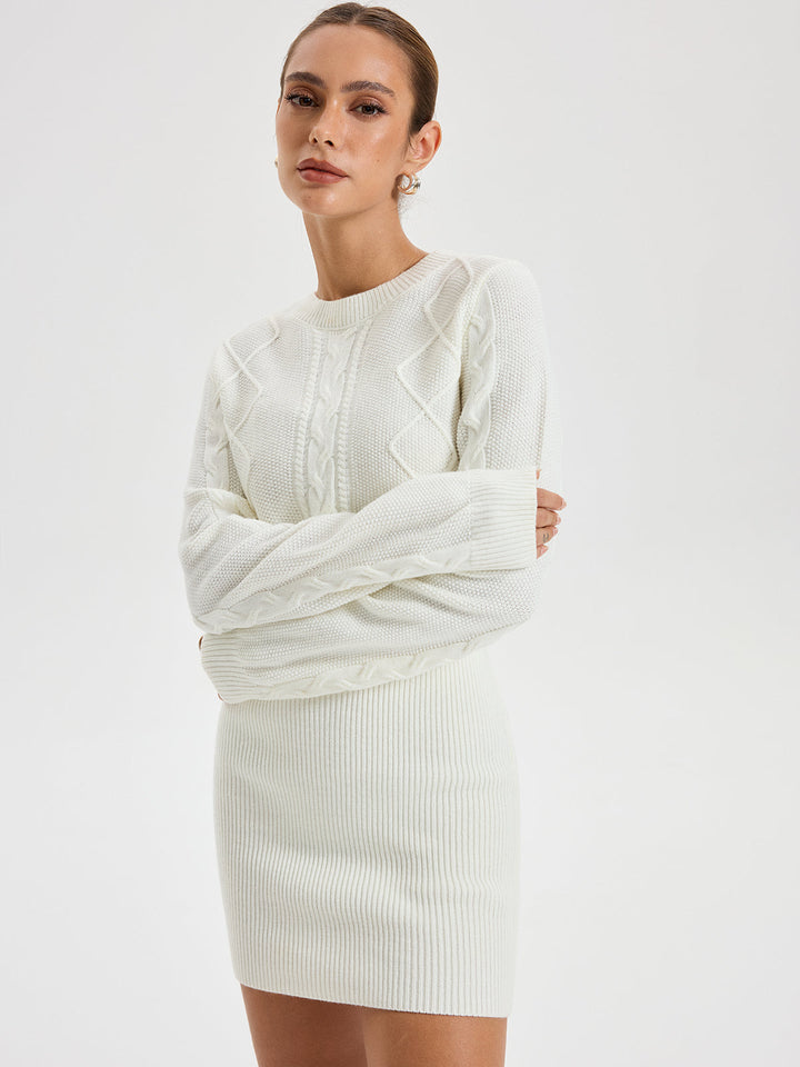 Cable Knit Crewneck Sweater Dress  Liora Lane Boutique Sweater Dresses
