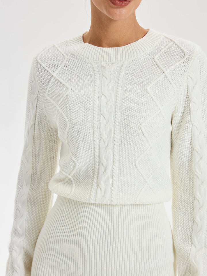 Cable Knit Crewneck Sweater Dress  Liora Lane Boutique Sweater Dresses