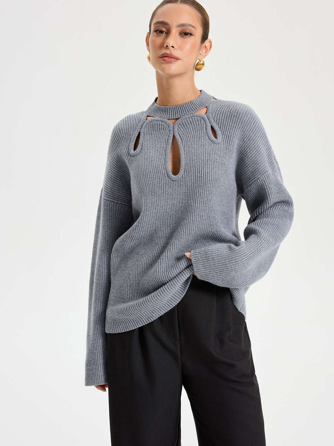 Cut-Out Knit Sweater  Liora Lane Boutique Sweaters