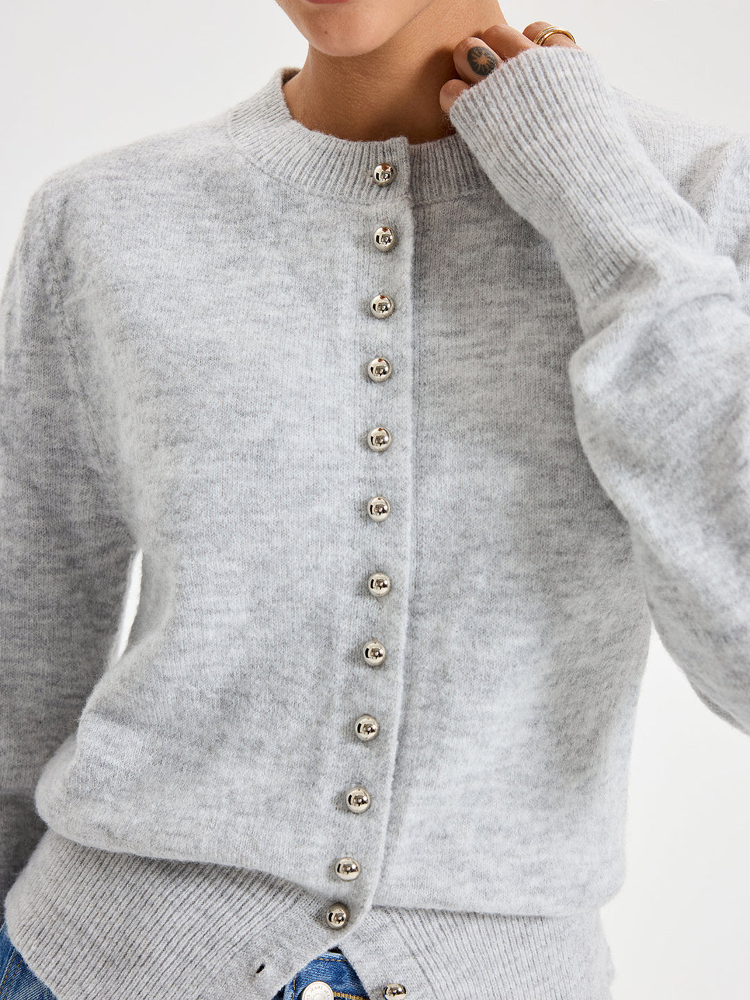 Buttoned Crew Neck Cardigan  Liora Lane Boutique Cardigans