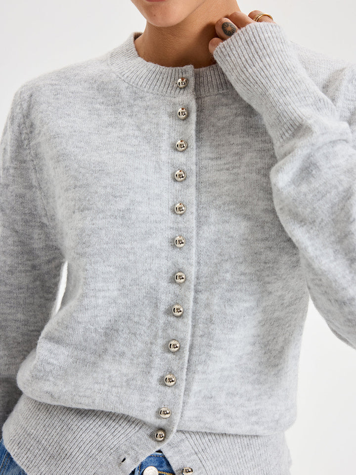Buttoned Crew Neck Cardigan  Liora Lane Boutique Cardigans