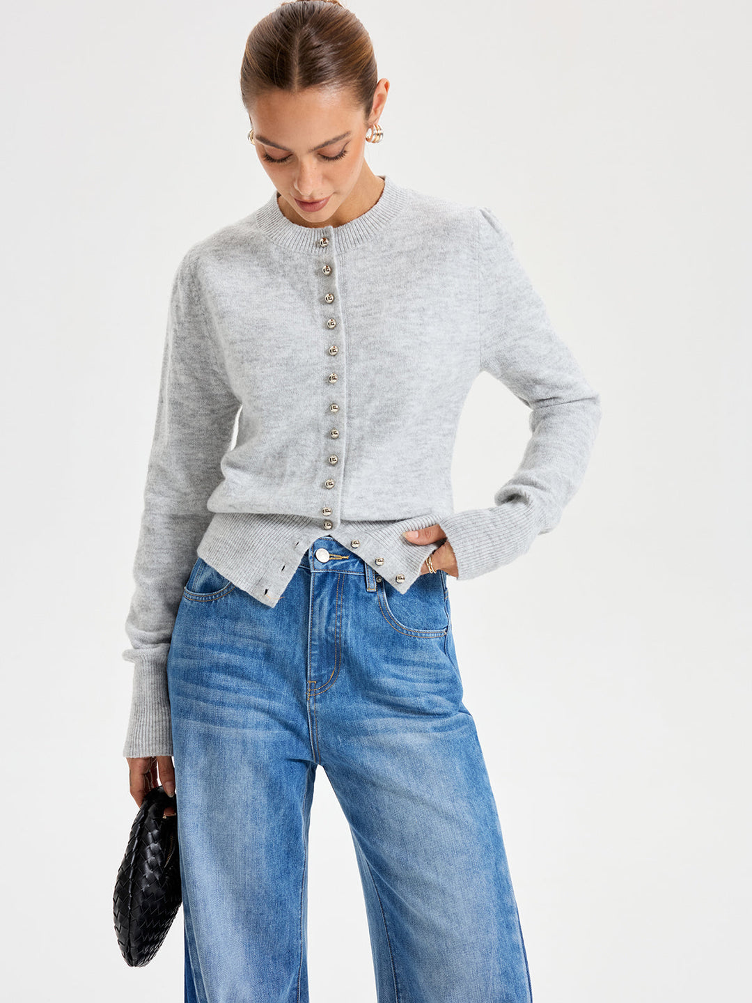 Buttoned Crew Neck Cardigan  Liora Lane Boutique Cardigans