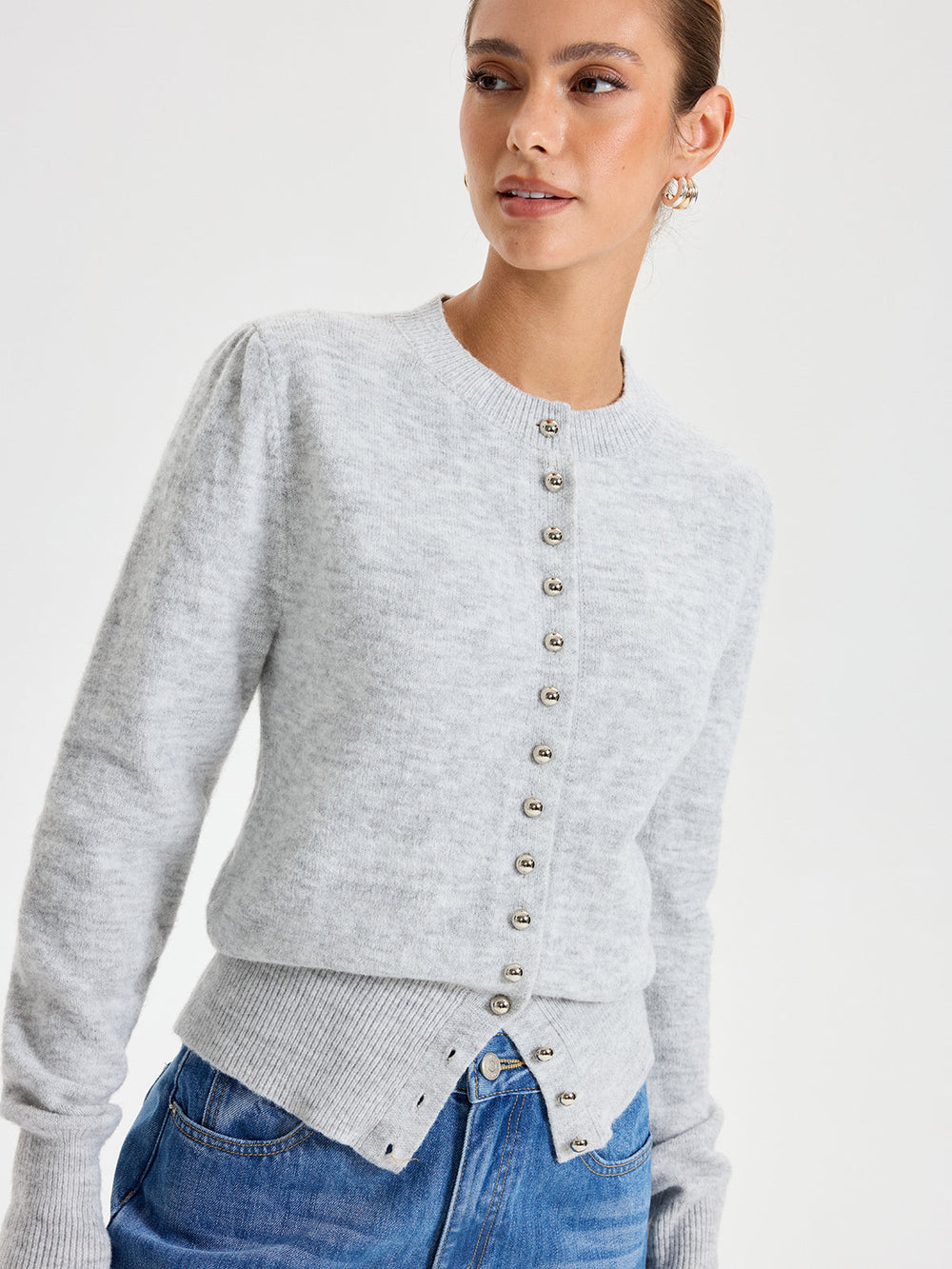 Buttoned Crew Neck Cardigan  Liora Lane Boutique Cardigans