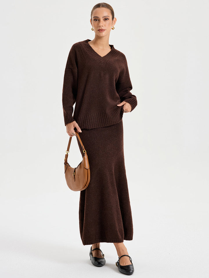 V-neck Knitted Sweater Co-ords  Liora Lane Boutique Sweater Co-ords