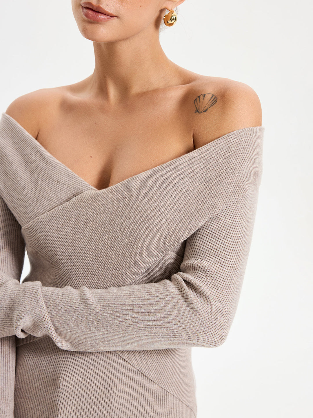 Frenchy Off Shoulder Crossover Sweater  Liora Lane Boutique Sweaters
