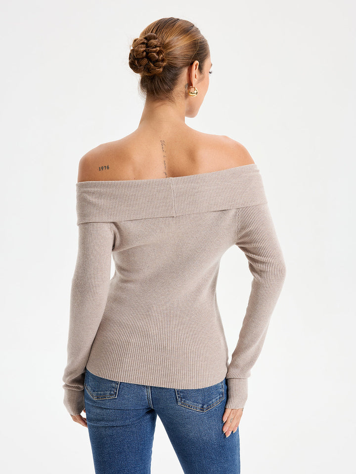 Frenchy Off Shoulder Crossover Sweater  Liora Lane Boutique Sweaters