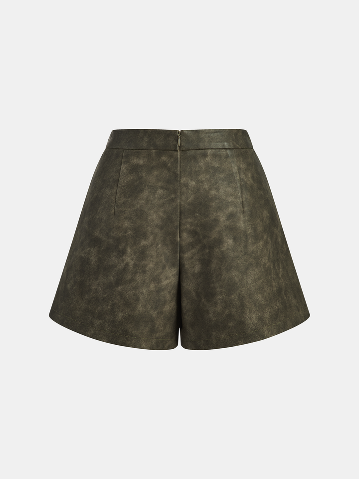Faux Leather Pleated Shorts  Liora Lane Boutique Shorts