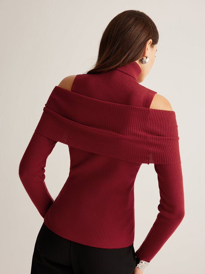 Elegant Turtleneck Cutout Knit Top  Liora Lane Boutique Knit Tops