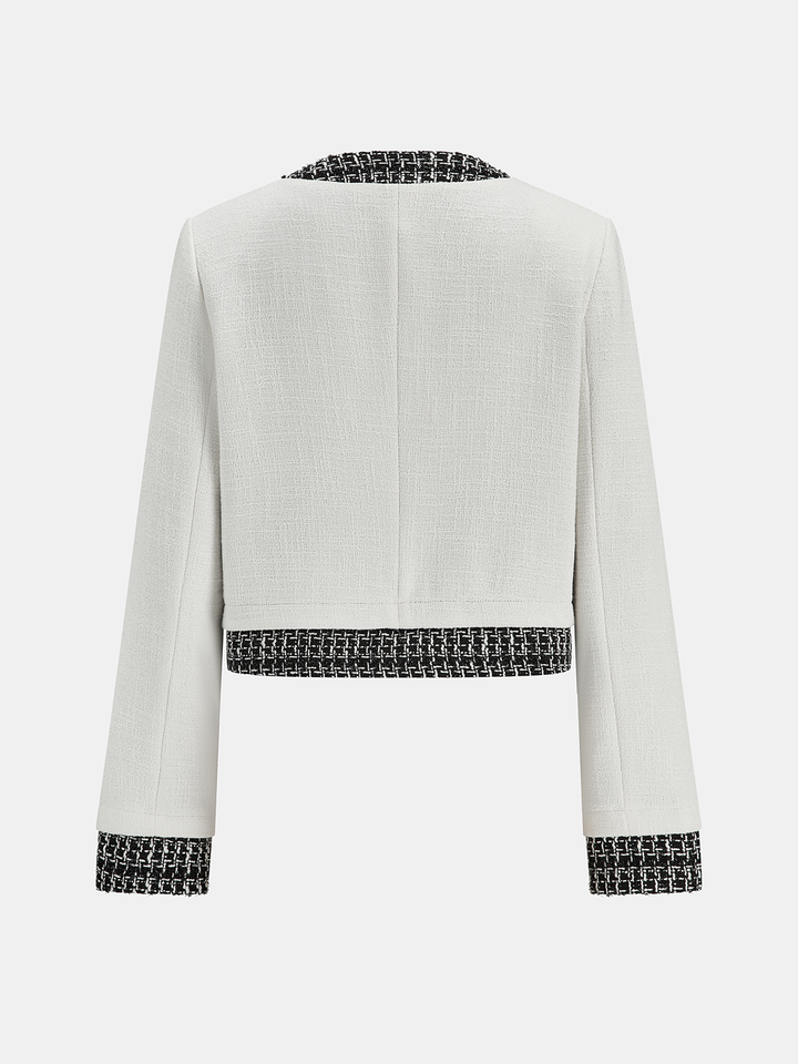 Tweed Contrast Trim Cropped Jacket  Liora Lane Boutique Blazers