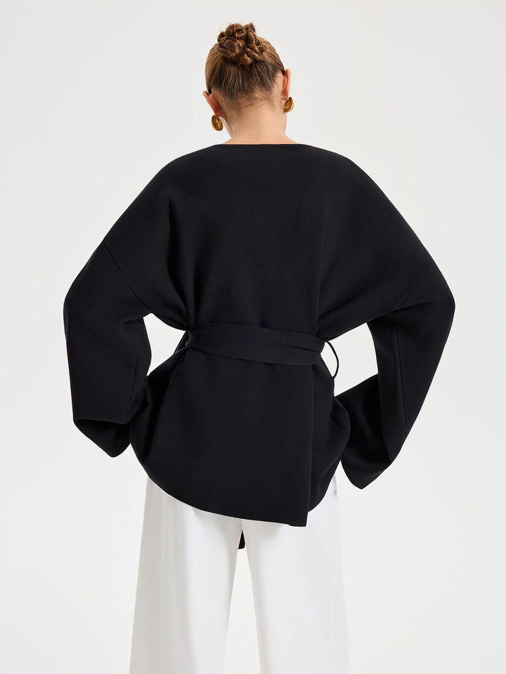 Belted V-neck Kimono Cardigan  Liora Lane Boutique Knit Outerwear